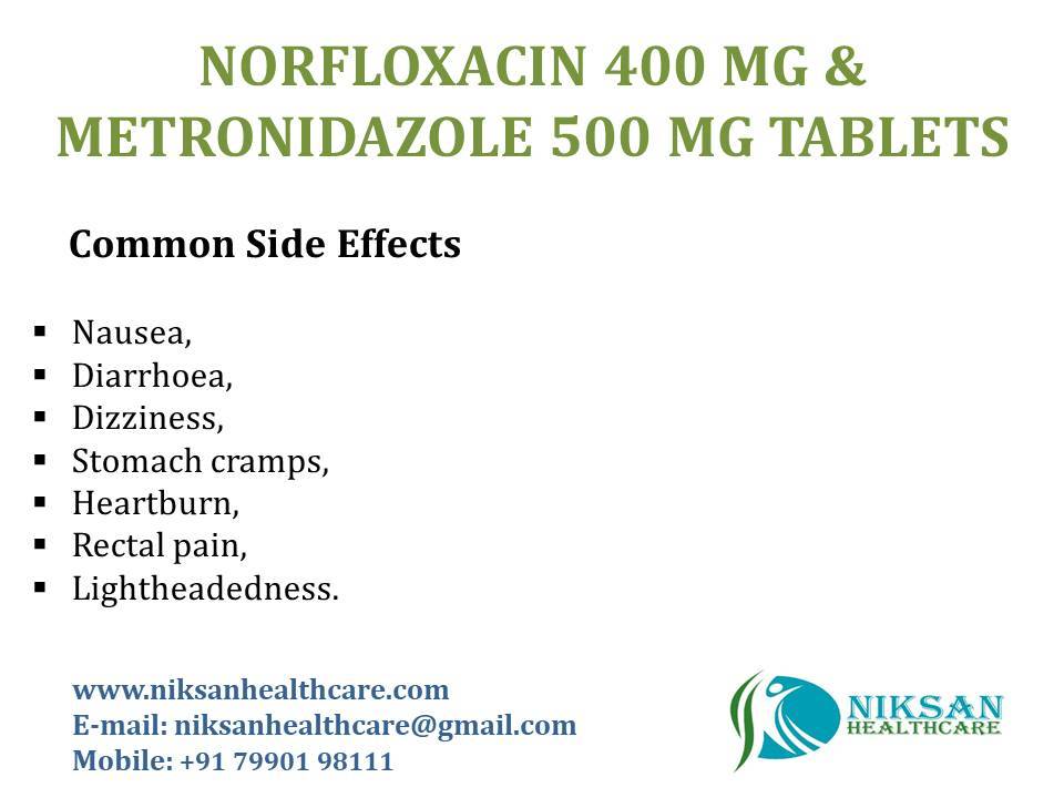 Norfloxacin 400 Mg Metronidazole 500 Mg Tablets