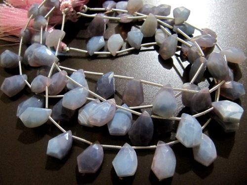 Natural Lavender Blue Opal Mango Shape Faceted 10X15mm Strand 8 inch Long