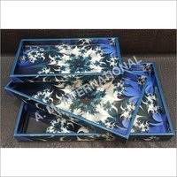 Enamel Tray - Wooden, Set Of Various Sizes, Vibrant Colors | Lightweight, Easy To Serve, Perfect For Any Occasion