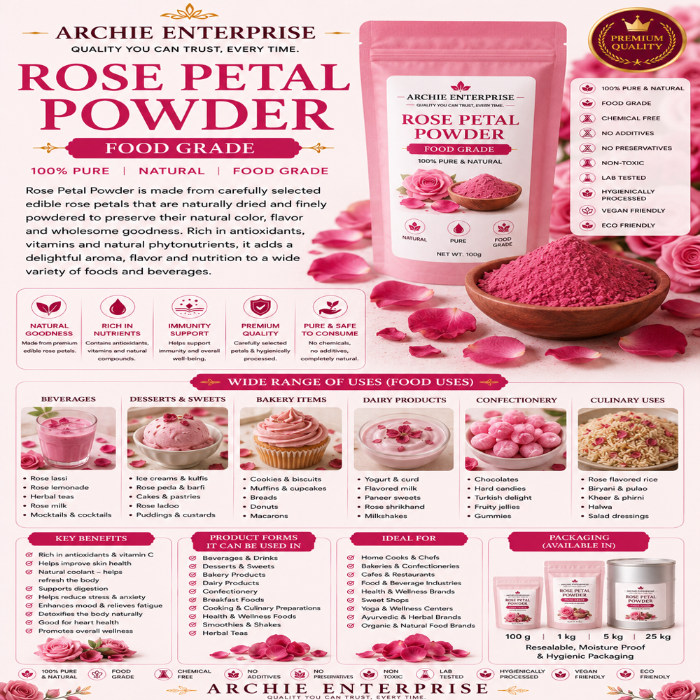 Rose Petal Powder (food Grade) - Age Group: Suitable For All