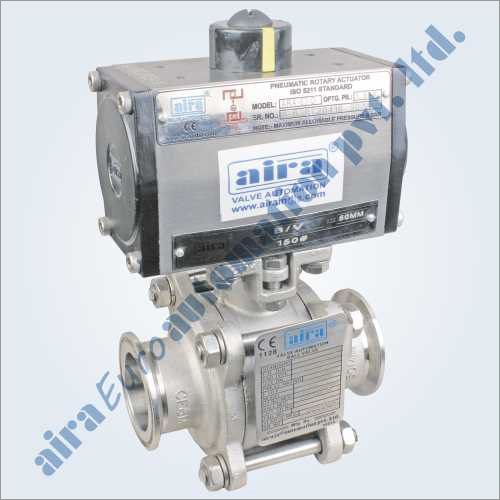Pneumatic 3 Pc Design Triclover Ends Floating Ball Valve