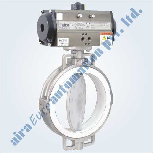 Pneumatic FEP - PFA Lined Butterfly Valve