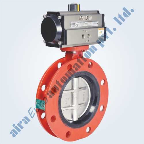 Pneumatic Rubber Lined Wafer Type Double Flange Butterfly Valve