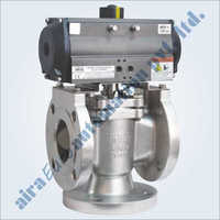 Pneumatic 3 Way Plug Valve Flanged Application: Air / Water / Oil / Gas & Chemical