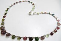 Natural Multi Tourmaline Briolette Faceted Heart Shape Necklace