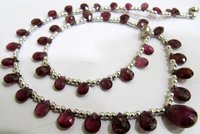 Natural Pink Tourmaline Briolette Faceted Pear Shape 4X6mm to 9X12mm Size Beaded Necklace 16 Inches Long With Magnetic Clasp