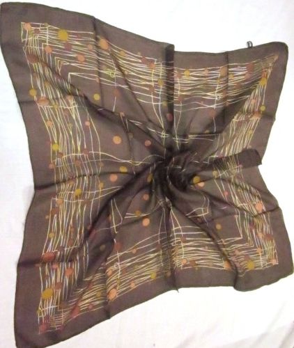 Brown Silk Printed Square Scarves