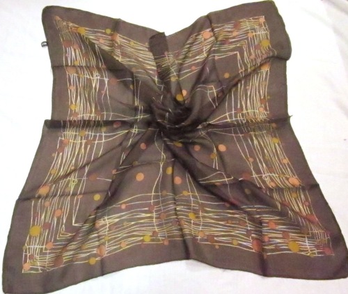 Brown Silk Printed Square Scarves