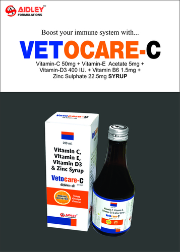 Liquid Vitamin -C 50mg (25%) + Vitamin-E Acetate 5mg (100% ) +  Vitamin D3 400iu (100%) + Vitamin B6 1.5mg (75%) + Zinc  Sulphate 22.5mg (42%)