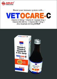 Vitamin-C 50mg + Vitamin-E  Acetate 5mg +  Vitamin-D3 400 IU. + Vitamin B6 1.5mg +  Zinc Sulphate 22.5mg SYRUP