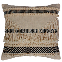 100% Cotton Designer White Cushion and Pillow Covers with Fringes
