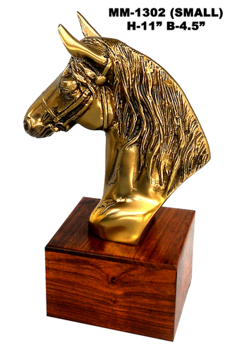 Half Horse Statue Brass Aluminium Wood