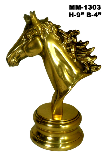 Half Horse Statue Brass Aluminium With Metal Base