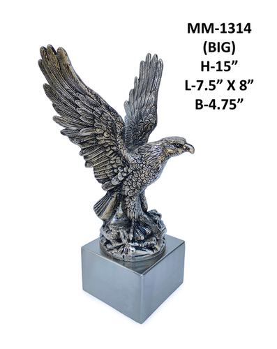 Mentioned In The Image Eagle Statue Aluminium, With Nikel Plating And Wooden Base