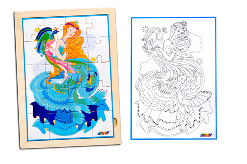 Kidken Queen Jigsaw Puzzle with colouring sheet