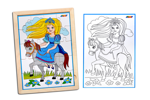 Kidken Princesses Jigsaw Puzzle with colouring sheet