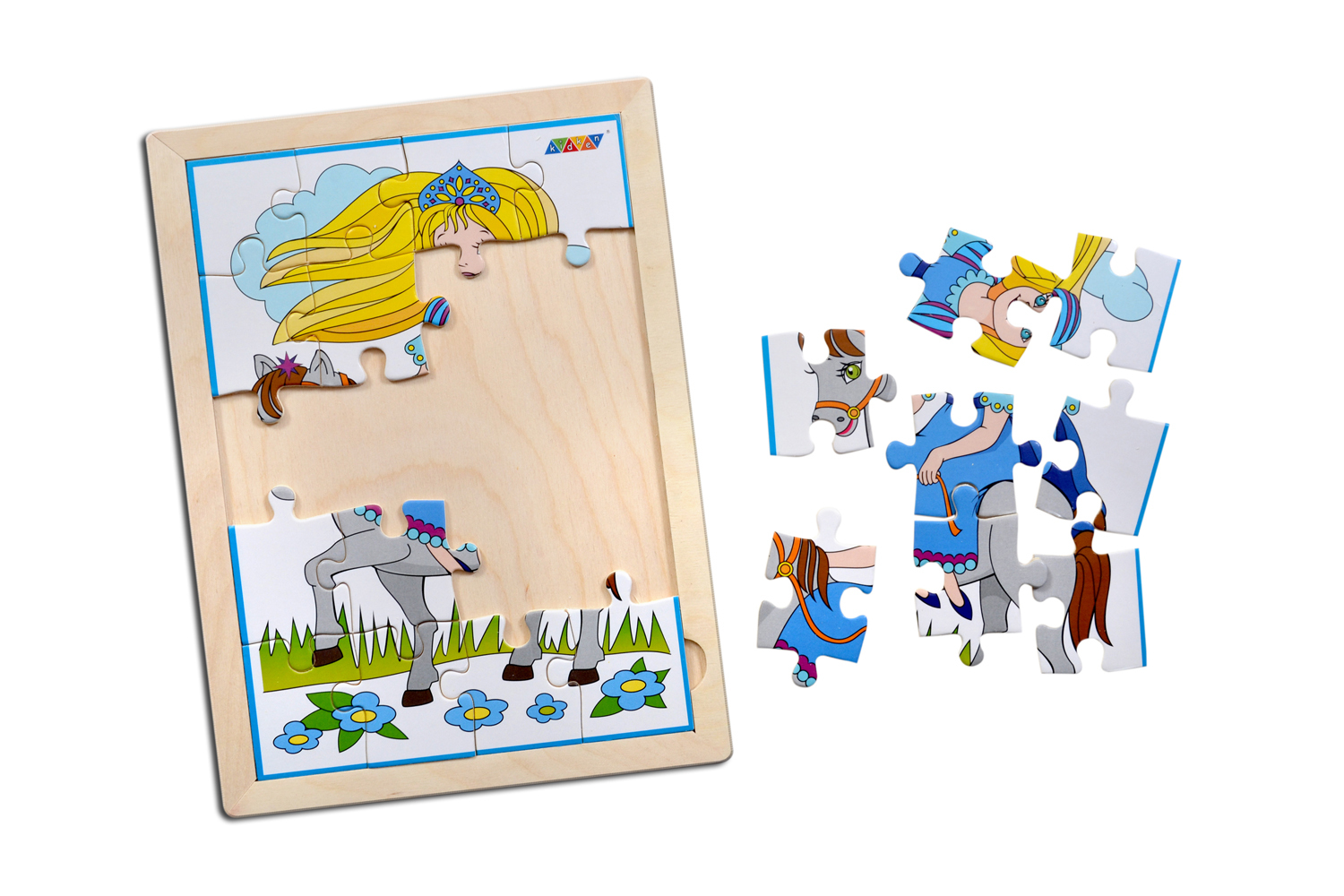 Kidken Princesses Jigsaw Puzzle with colouring sheet