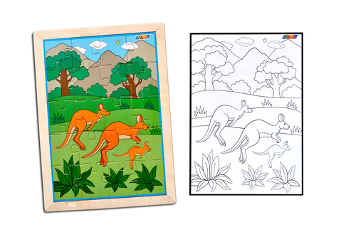 Kidken Kangaroo Family Jigsaw Puzzle with colouring sheet