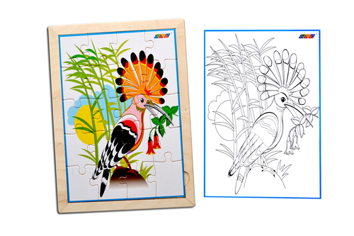 Kidken Bird Jigsaw Puzzle with colouring sheet