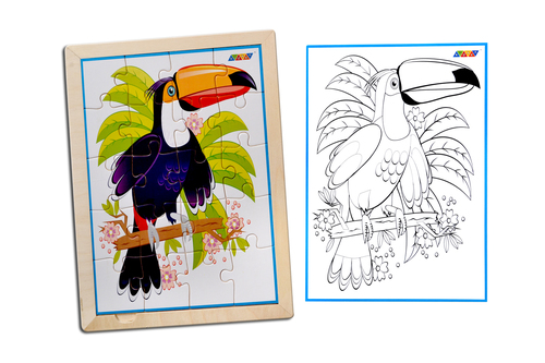 Kidken Toucan Bird Jigsaw Puzzle with colouring sheet