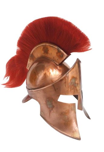 Copper Antique MOVIE 300 King Leonidas Spartan Helmet w/Red Plume - 300 Spartan Armour Helmet