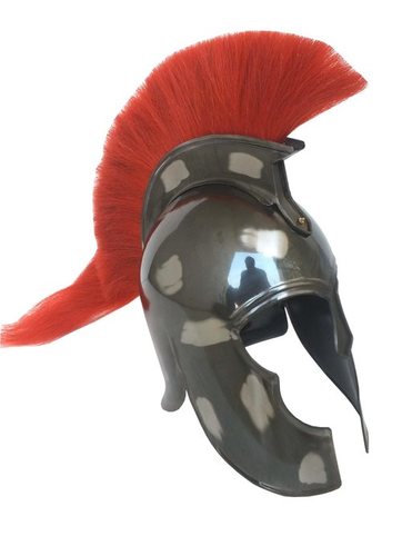 Antique Finish Movie Troy Spartan Helmet w/Red Plume
