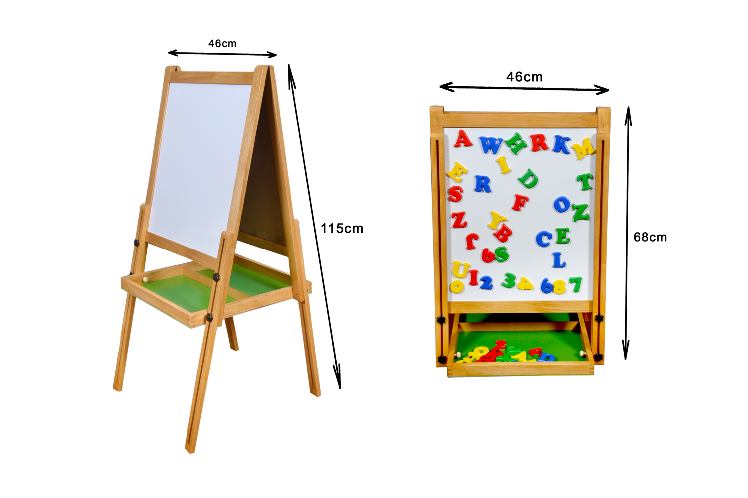 Kidken Wooden Easel Board for Kids | 2 in 1 Magnetic White & Black Easel Board | Height adjustable easel board for 4 to 12year kids