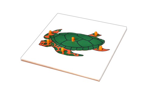 Kidken Montessori Tortoise Puzzle | Wooden Pegged Tortoise Puzzle for 2+ year Kids | Early Educational Toy Gift