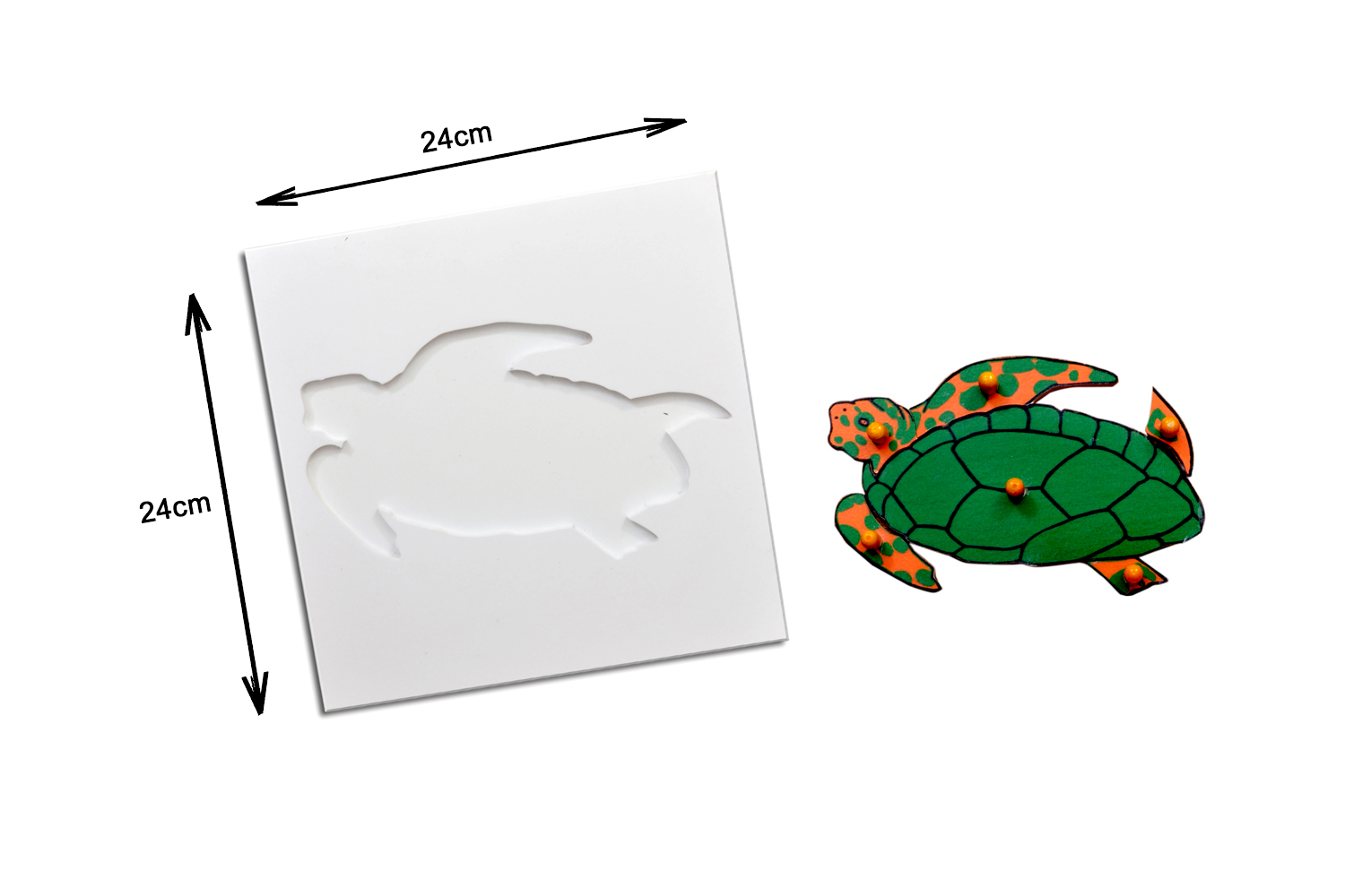 Kidken Montessori Tortoise Puzzle | Wooden Pegged Tortoise Puzzle for 2+ year Kids | Early Educational Toy Gift