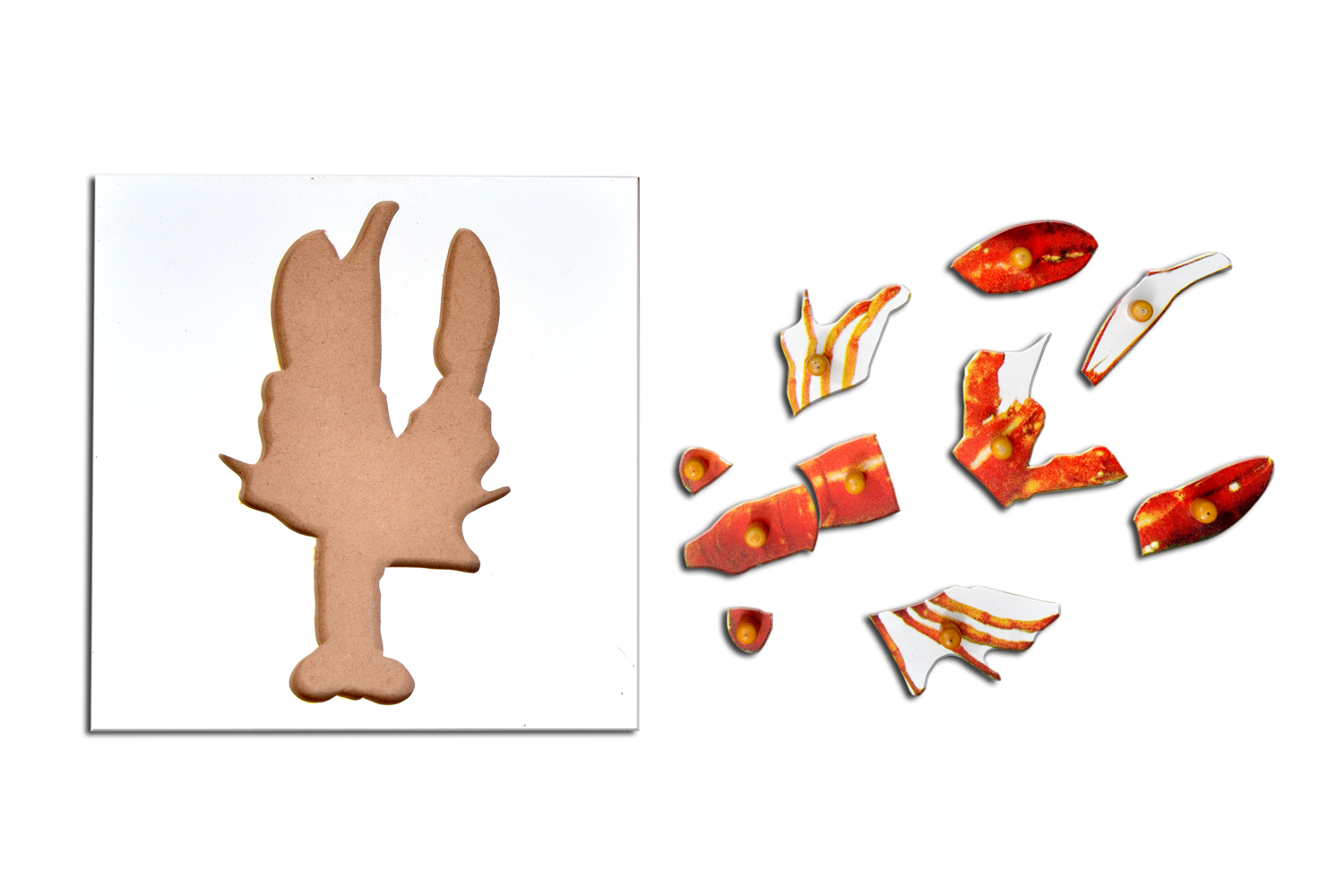 Kidken Montessori Lobster Puzzle | Wooden Pegged Lobster Puzzle for 2+ year Kids | Early Educational Toy Gift