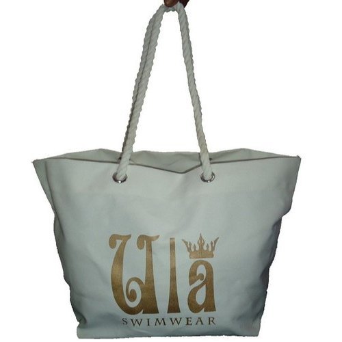 12 Oz Beach White Canvas Tote Bag With Twisted Rope Handle