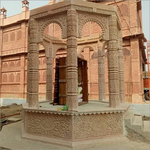 Sandstone Engraved Mandap Pillar