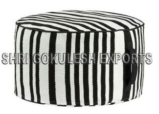 Indian Handmade Designer Cotton Poufs Seating Ottomans Woven Technics