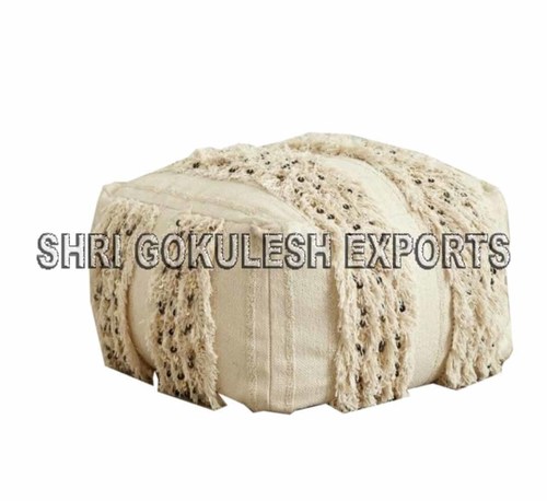 Handmade Seating Cotton Poufs And Ottomans Customized Size And Color