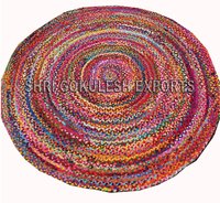 Wholesale Indian Handmade Cotton Braided Rugs Back Material: Woven Back