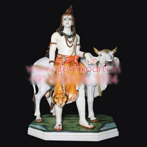 Marble Shiva Cow Statue - Height: 1 Foot (Ft)