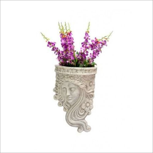 FRP White Lady Face Wall Decor Planter