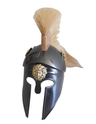 Greek Corinthian Armor Helmet with White Plume