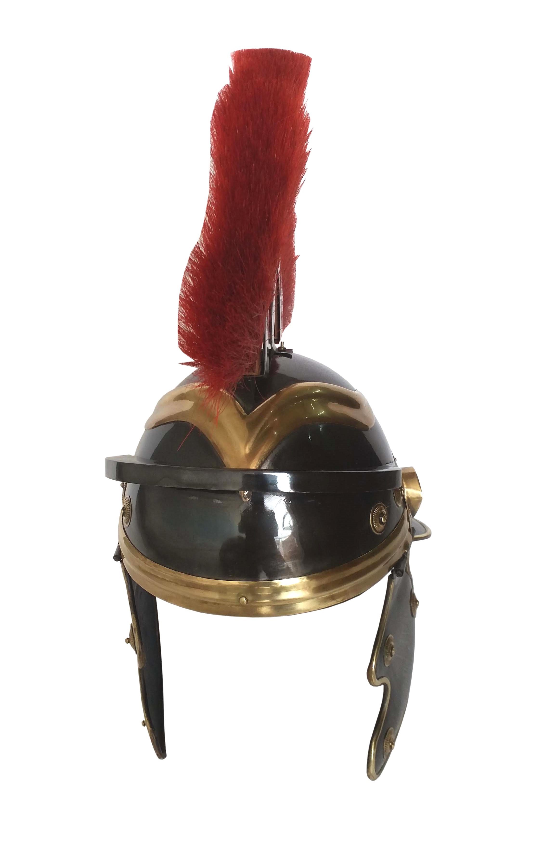 Black Antique Roman Centurion Armor Helmet with Red Plume ~ Roman Armour Helmet w/Crest