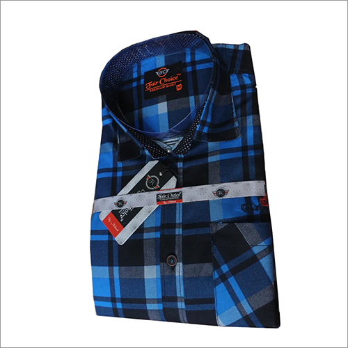 Blue And Black Check Shirt