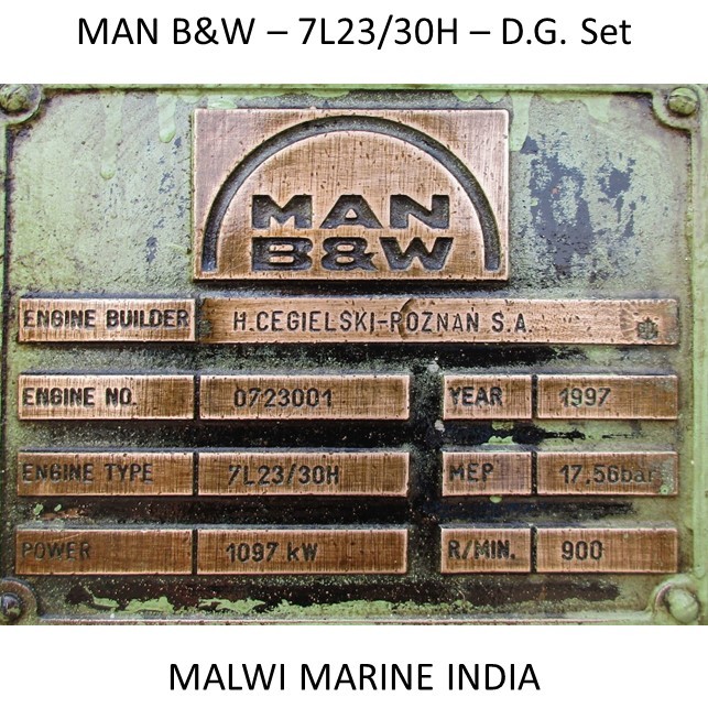 MAN B&W-7L23/30H-8L23/30H-6L23/30H-5L23/30H DIESEL GENERATOR ENGINE