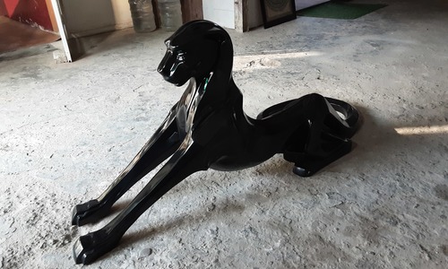 Black Marble Jaguar Sculpture
