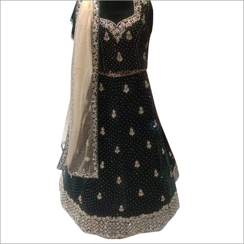 Ladies Black Hand Work Party Wear Lehenga