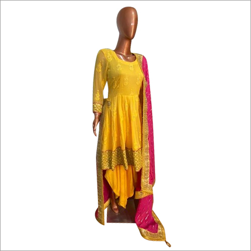 Yellow Ladies Punjabi Dhoti Suit