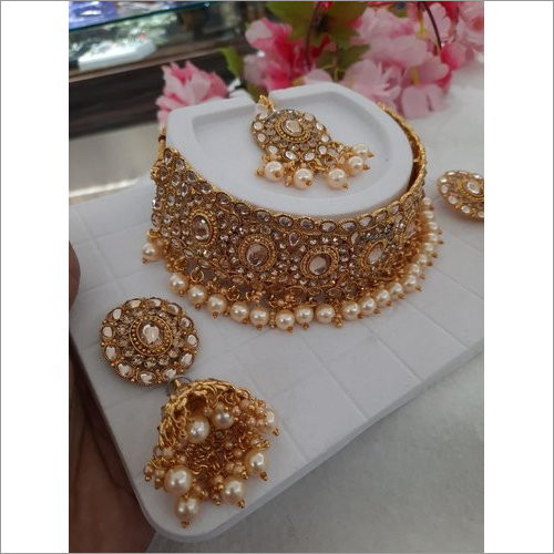 Golden Ladies Party Wear Choker Necklace Set