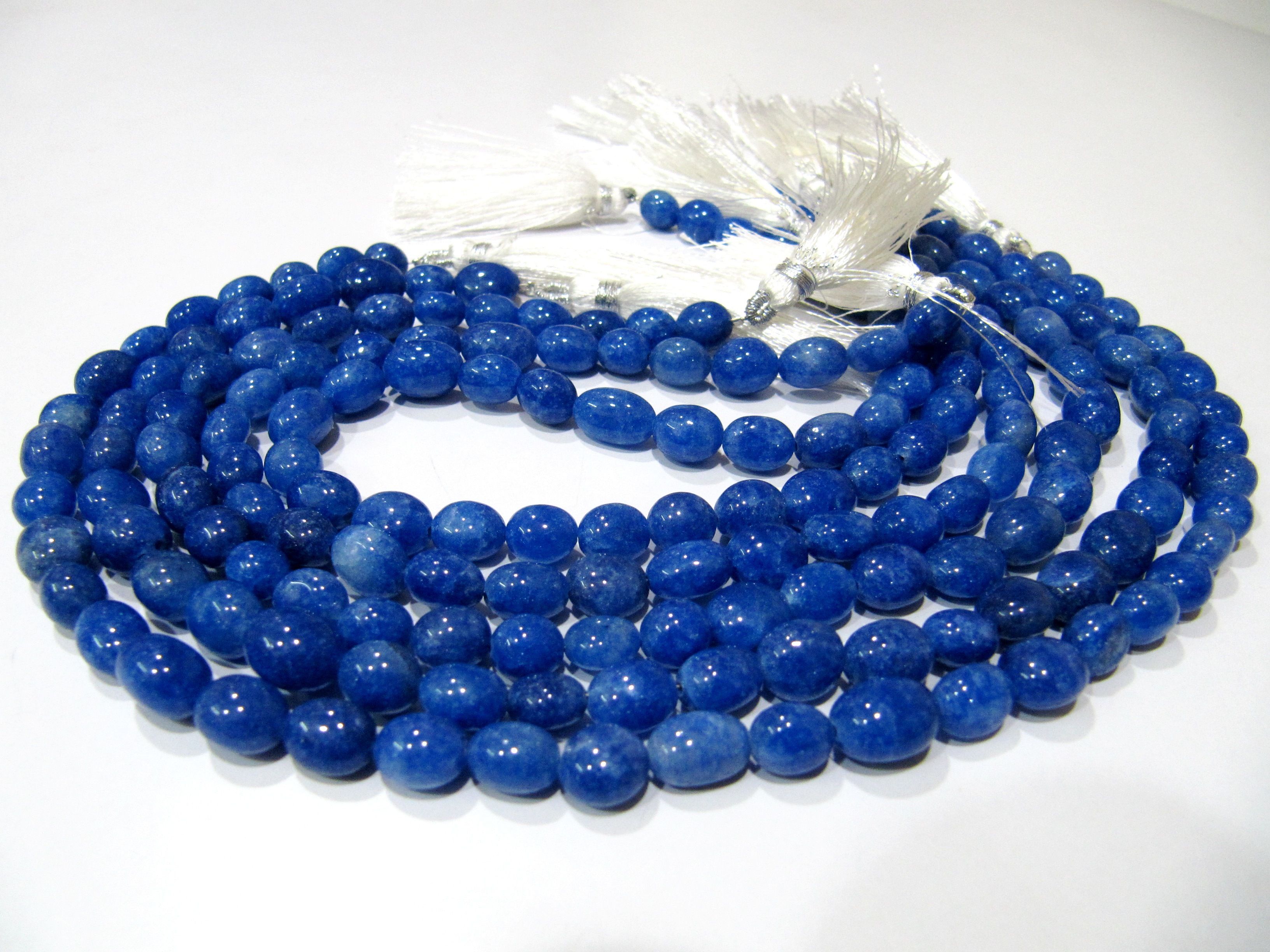 Dyed Blue Sapphire Quartz Oval 7x9mm to 8x10mm Strand 13 Inches Long