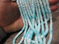 Natural Blue Peruvian Opal Rondelle Plain Smooth Beads 5-6mm Strand 8 Inches