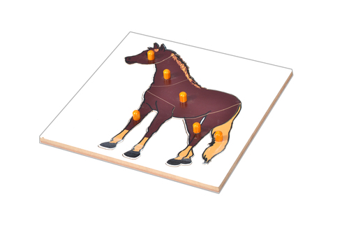 Kidken Montessori Horse Puzzle | Wooden Pegged Horse Puzzle for 2+ year Kids | Early Educational Toy Gift