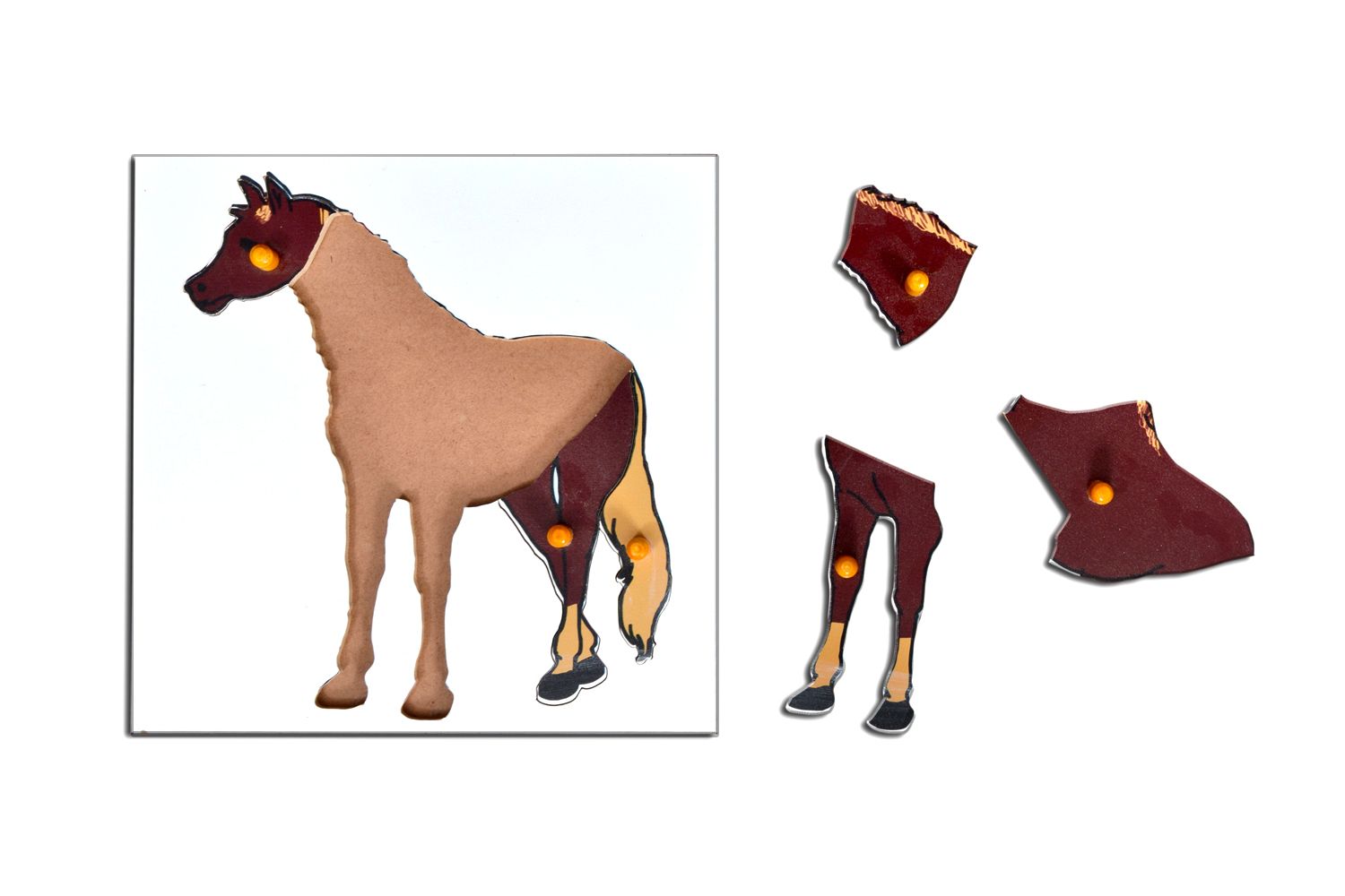 Kidken Montessori Horse Puzzle | Wooden Pegged Horse Puzzle for 2+ year Kids | Early Educational Toy Gift