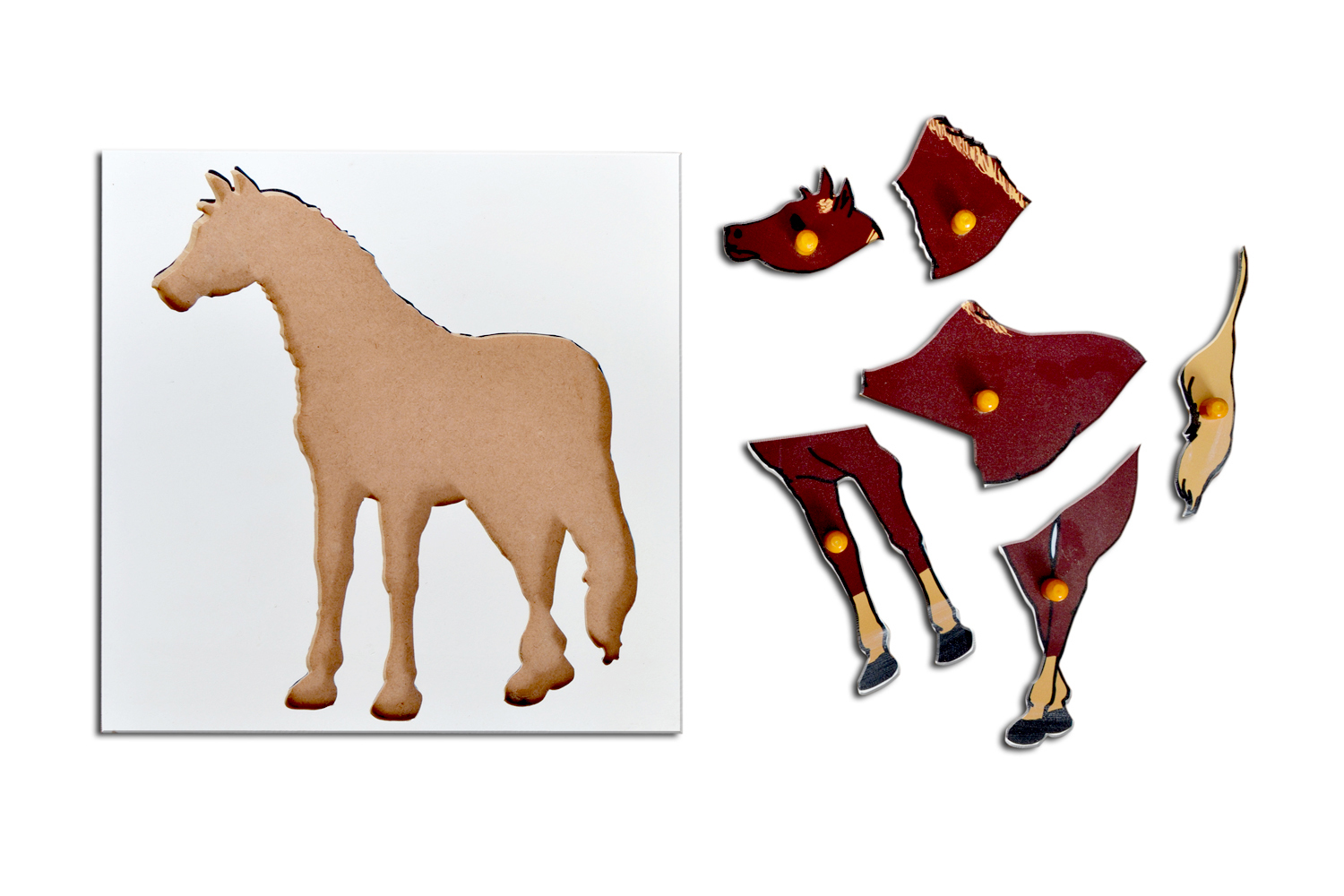 Kidken Montessori Horse Puzzle | Wooden Pegged Horse Puzzle for 2+ year Kids | Early Educational Toy Gift